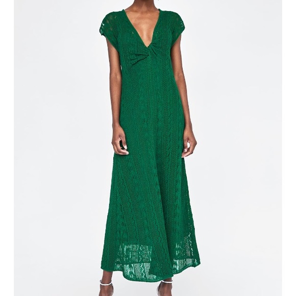 green crochet dress